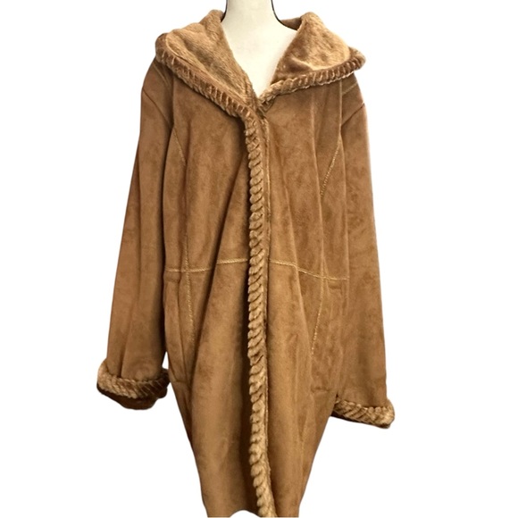 Maggie Barnes Jacket 4X (30/32W) Brown Suede Fur Lined - Picture 2 of 8